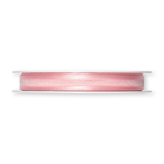 Sheer Satin Edge Metallic Light Pink Ribbon - Per Yard