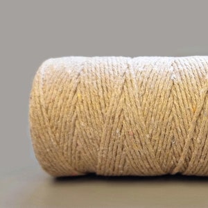 5mtr Natural Beige Recycled Cotton Bakers Craft Twine, 1.5mm (3/64in) Thickness *Sold Per 5mtr*