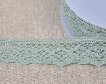 Soft Sage Green "Ashlyn" Pointed Cluny Lace Trim, 42mm (1 5/8in) wide *Per 1 Metre/39 inch*