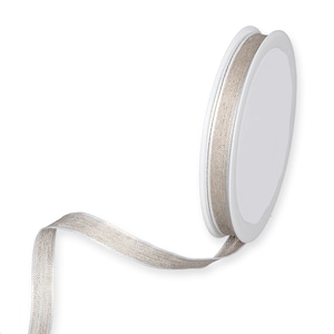 Natürliches Leinenband mit feinen weißen Rändern, verdrahteter Rand, 10mm (3/8in) breit *Pro Meter verkauft*