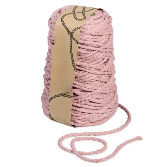 5mtr Dusky Pink Recycled Cotton Twine, 5mm 3/16in Thick sold per 5mtr 