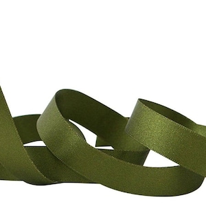 Olive Green Luxury Recycled Satin Ribbon, 15mm (9/16in) wide *Sold Per Metre*