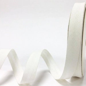 Natural Ivory Linen-Blend Bias Binding, 18mm (11/16in) wide *Sold Per Metre*