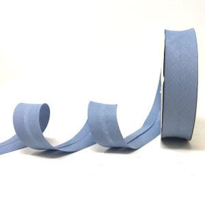 Dusky Blue Linen-Blend Bias Binding, 30mm (1 3/16in) wide *Sold Per Metre*