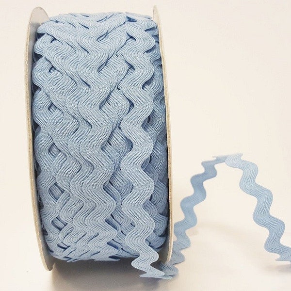 Light Blue Ric Rac Trim, Large 12mm (1/2in) wide *Sold Per Metre*