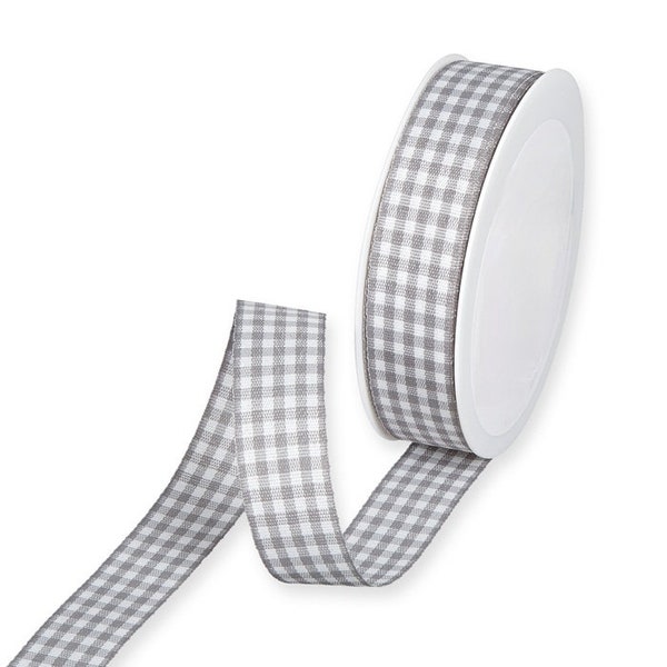 Ruban Gingham rustique gris, 25 mm (1 po) de large *Vendu au mètre*