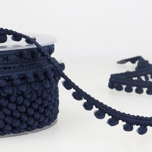 Navy Blue Mini Pom-Pom Bobble Trim, 5mm (3/16in) Diameter *Sold Per Metre*