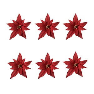 6 fiori di carta rossa Poinsettia, 45 mm (1 3/4 pollici) di diametro *Venduti in confezioni da 6 pezzi*