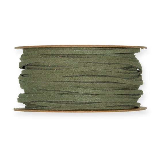 3mm 1/8in Olive Green Imitation Suede Leather Cord wide *Sold Per Metre*