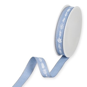 Sprigs & Twigs Druck auf Denim Blau Strukturband, 15 mm breit *Meterware*
