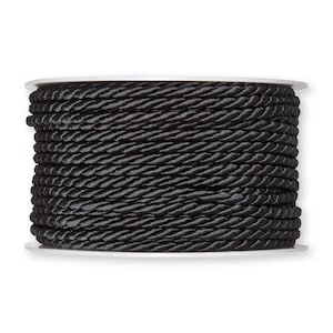 Cordoncino setoso intrecciato grigio scuro, spessore 4 mm (5/32 pollici) *Venduto al metro*