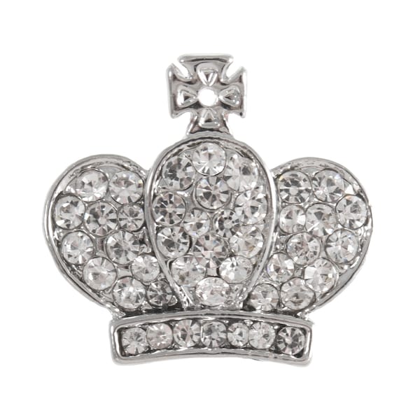 Diamante Jewelled Silver Crown Button with Shank Fastening, 22mm (7/8in) wide *Sold Individually*