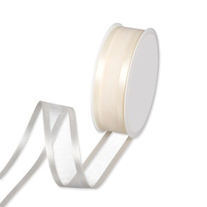 Ivory Sheer Organza Ribbon with Satin Edges, 25mm (1in) wide *Sold Per Metre*