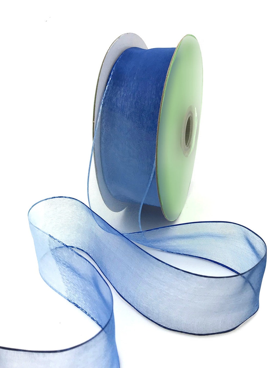 Deep Ribbon Blue Deep Blue Ombré Sheer Organza Ribbon, 38mm (1.5in) Wide *sold per Metre ...