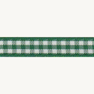 Traditionelles Vichykaroband in Jägergrün & Weiß, 10mm (3/8in) breit