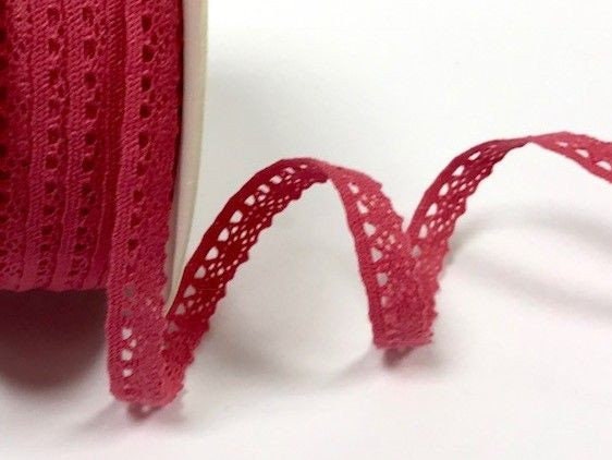 Ruban Ancien Stéphanois Rose - Largeur 5 Cm, Vendu Au Mètre, Occasion (idéal Couture, Décoration)