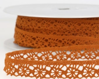Burnt Sienna "Cartwheel" Fine Lace Trim, 12mm (1/2in) wide *Sold Per Metre*