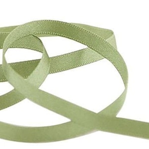 Sage Green Luxury Recycled Satin Ribbon, 7mm (1/4in) wide *Sold Per Metre*