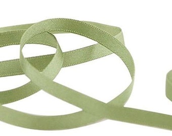 3mtr Sage Green Luxury Recycled Satin Ribbon, 7mm (1/4in) wide *Sold Per 3mtr/3.28yd*