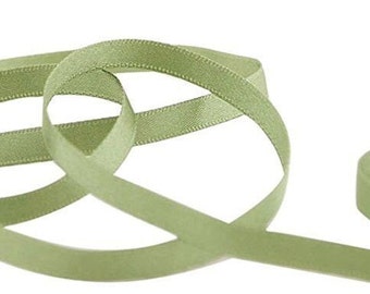 Sage Green Luxury Recycled Satin Ribbon, 7mm (1/4in) wide *Sold Per Metre*