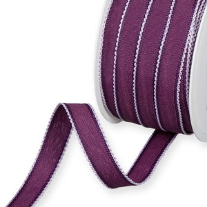 Cinta tejida morada con borde de lazo lila, 15 mm (9/16 in) de ancho *Se vende por metro*