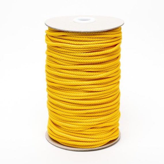 Sunny Yellow Braided Polyester Cord, 4mm 5/32in Wide sold per