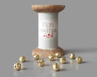 10 x Gold Runde Jingle Bells, 8mm (5/16in) *Verkauft pro 10*