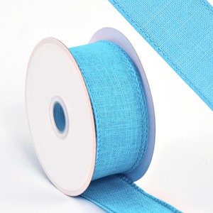 Turquoise Blue Burlap Ribbon with Wired Edge, 38mm (1.5in) wide *Sold Per Metre*