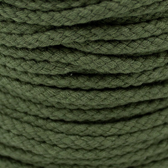 Cordon tressé plat coton 1,7 cm/ lacet sweat capuche, vert olive