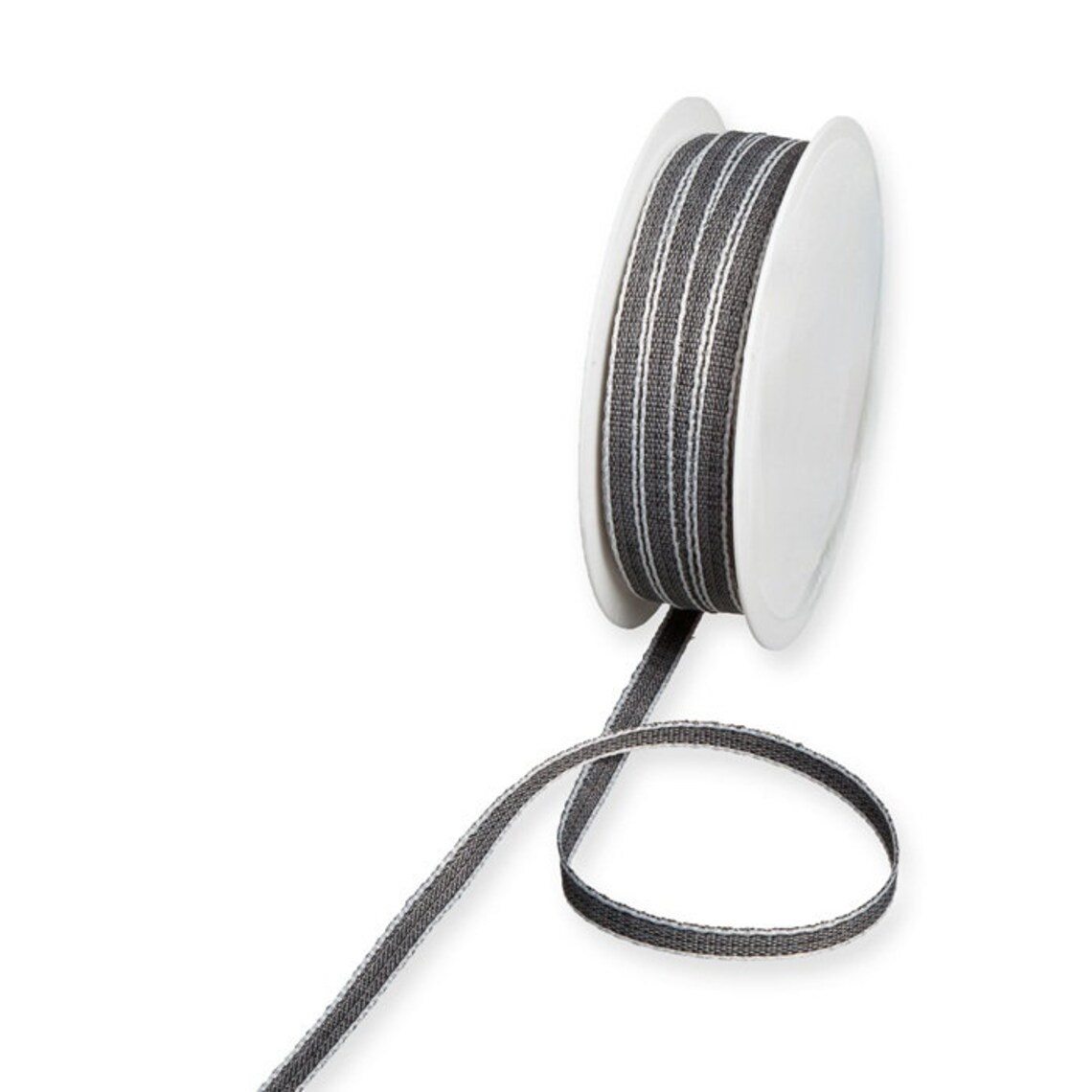 Charcoal Textured Ribbon With White Stitched Edges, 7mm (1/4in) Wide ...