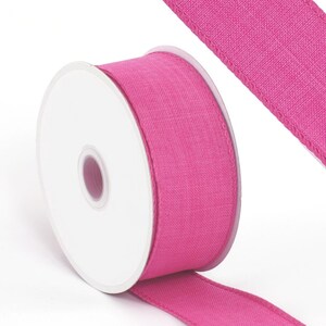 Fuchsia Pink Burlap Ribbon with Wired Edge, 38mm (1.5in) wide *Sold Per Metre*