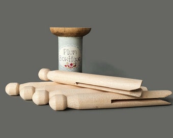 5 x "Dolly" Style Natural Wooden Pegs *Sold per set of 5*