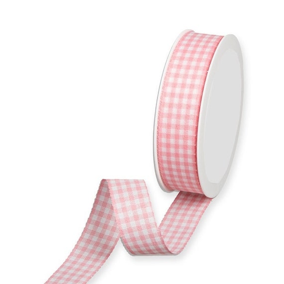 Light Pink Rustic Gingham Ribbon, 25mm 1in Wide sold per Metre -  Canada