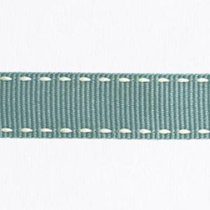 Duck Egg Blue Petersham Ribbon with Ivory Saddle Stitched Edges, 15mm (9/16in) wide *Sold per 1 metre/39 inch*