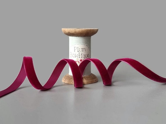 Bordeaux Swiss Velvet Ribbon, 9mm (11/32in) Wide *sold per Metre