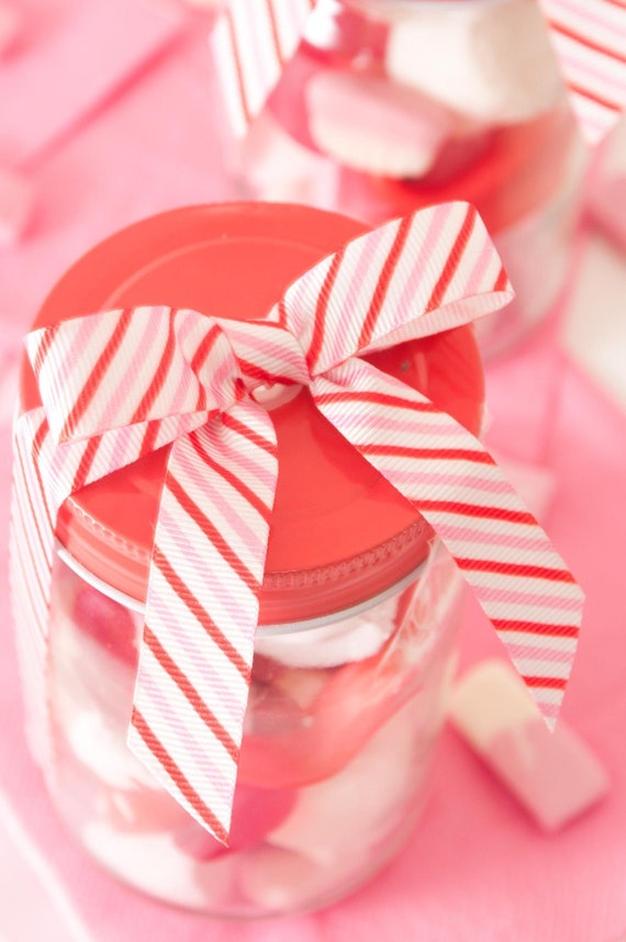 Bright Pink & White Striped Ribbon SOLD PER METER 15mm Cards crafts  Birthday