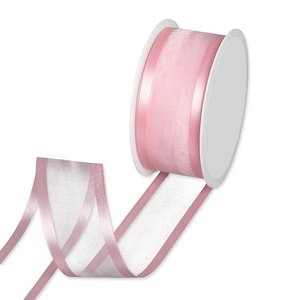 Ruban d’organza rose clair avec bords satinés, 40 mm (1 9/16 po) de large *Vendu au mètre*