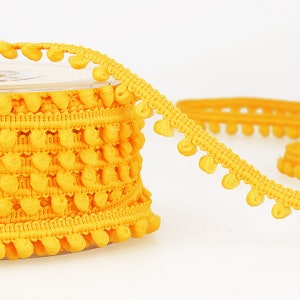 Golden Yellow Mini Pom-Pom Bobble Trim, 5mm (3/16in) Diameter *Sold Per Metre*