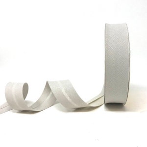 Soft Grey Linen-Blend Bias Binding, 30mm (1 3/16in) wide *Sold Per Metre*