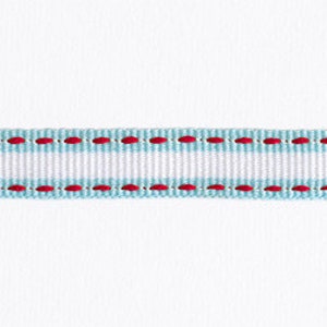Nastro Petersham cucito a sella "Tresco" rosso, blu ciano e bianco, largo 10 mm (3/8 pollici) *Venduto al metro*