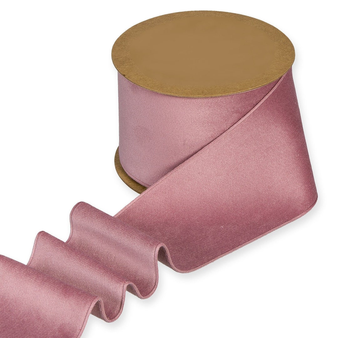 Dusky Pink Extra Wide Velvet Ribbon, 70mm (2.75in) Wide *sold per Metre ...