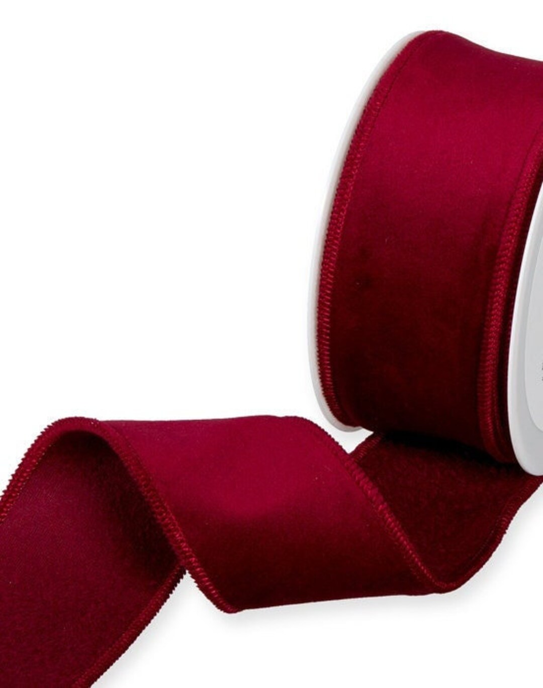Deep Red Velvet Ribbon With Wired Edges, 50mm 2in Wide sold per Metre ...