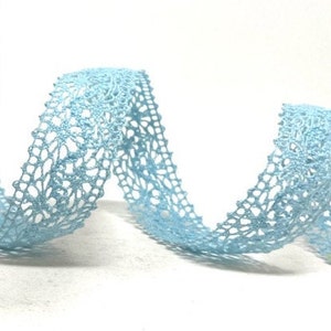 Light Blue Crocheted Lace Trim, Cotton Blend, 22mm (7/8in) wide *Sold Per  Metre*