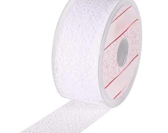 Iridescent White Web Mesh Ribbon, 50mm (2in) wide *Per 1 Metre/39 inch*