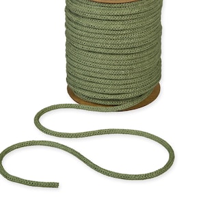 Soft Sage Green Knitted Paper Tube, 4mm (5/32in) wide *Sold Per Metre*