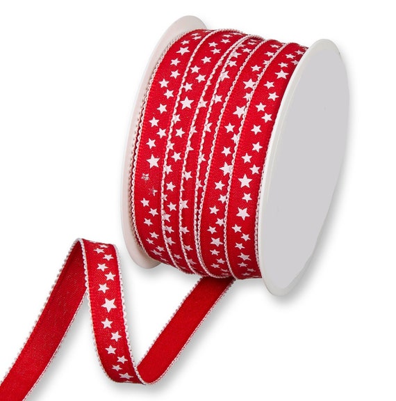Stars White And Red Ribbon - ( 1-1/2 Inch