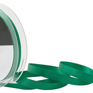 Emerald Green Luxury Recycled Satin Ribbon, 10mm (3/8in) wide *Sold Per Metre*