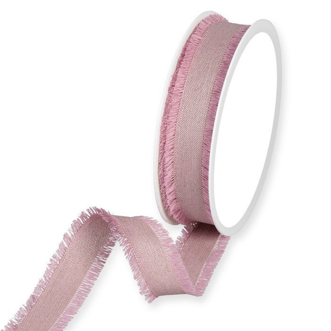 Dusky Plum Linen-blend Ribbon With Fringed Edge, 25mm (1in) Wide *sold ...