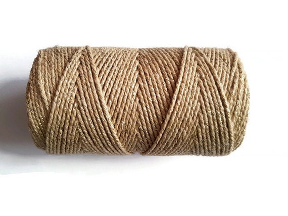 5mtr Gold Sparkle Cotton Bakers Twine, 2mm (1/16in) Thickness *Sold Per 5mtr*