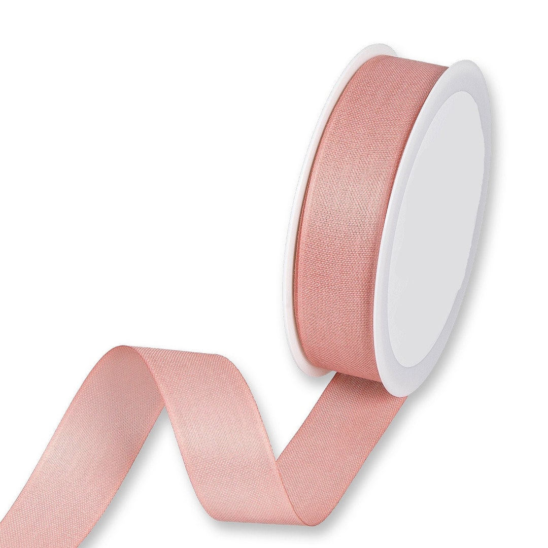 Rose Ribbon Matte Ribbed Blush Rose Matte Semi-sheer Textured Ribbon, 25mm (1in) Wide *sold per ...